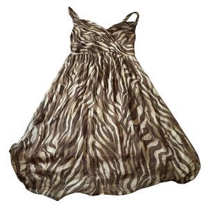 Sunny Leigh Dress, Size small 100% Silk Brown Zebra Print